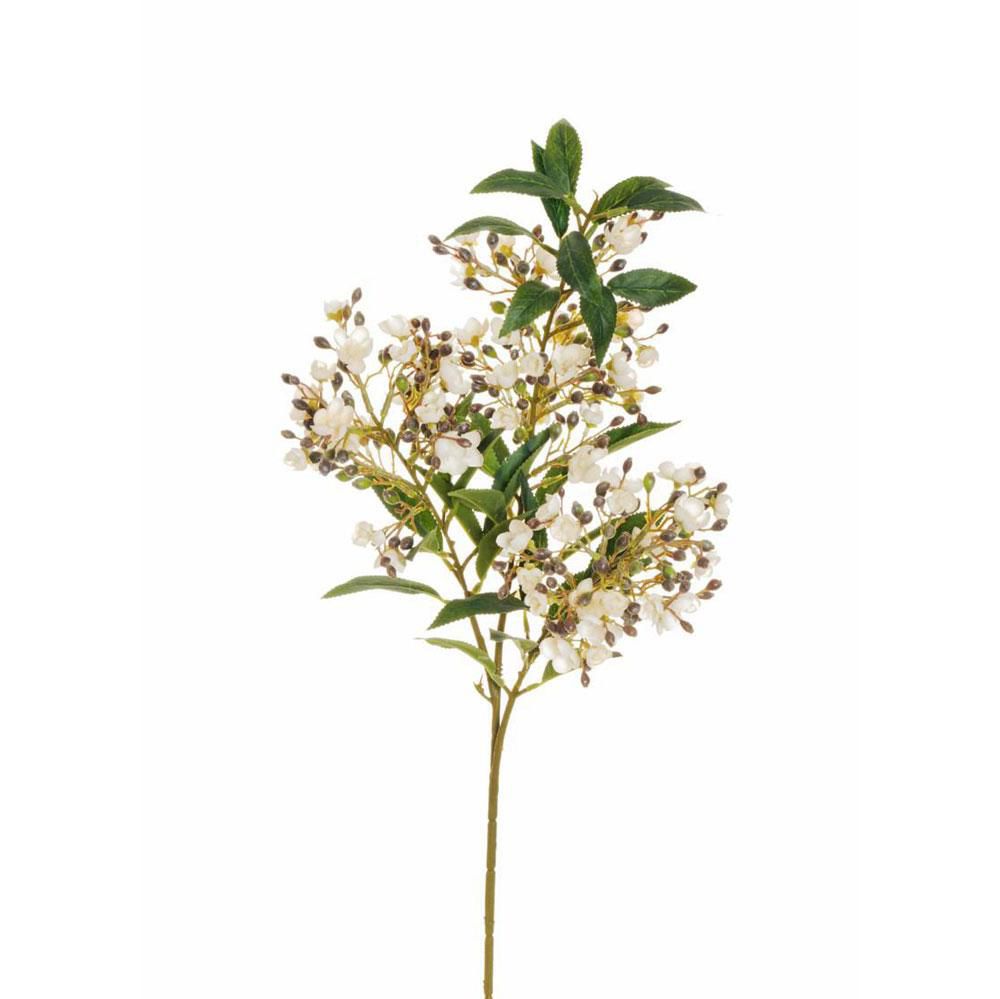 WAX FLOWER RAMO C/BACCHE 3X CM.87 CREMA