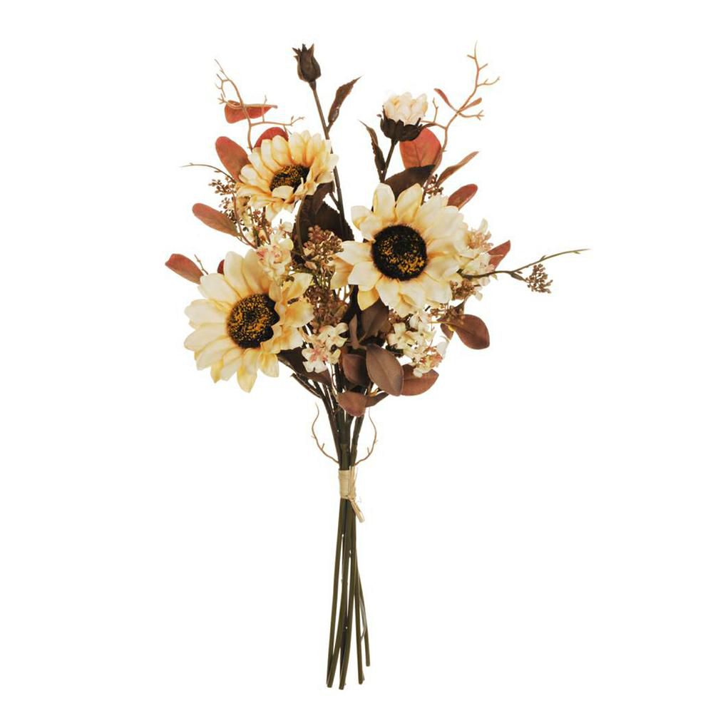 GIRASOLI/VIBURNO/EUCALYPTO BOUQUET 6X CM.56 CREMA