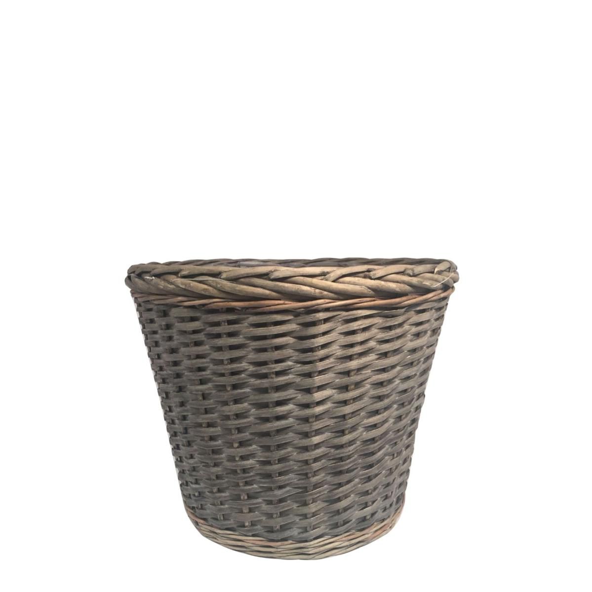 CESTO VIMINI BORDATO TRECCIA D.22-15,5 H.18 CM GRIGIO