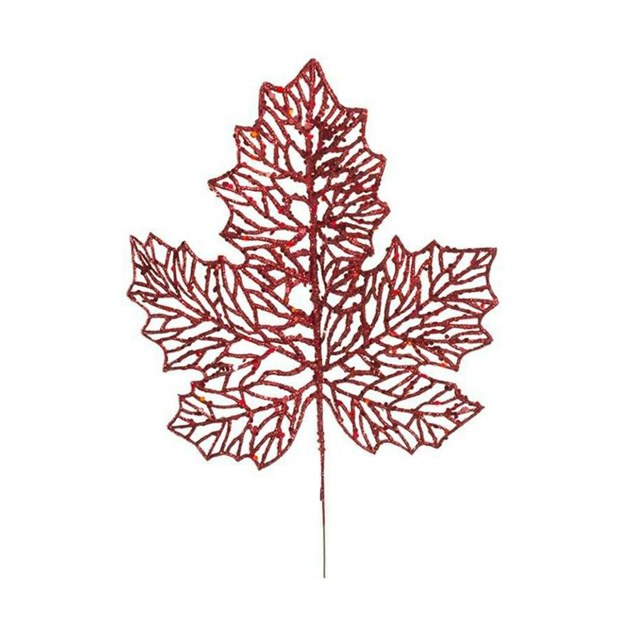 FOGLIA ACERO C/BRILLANTINI CM.40,5 ROSSO FOGLIA ACERO C/BRILLANTINI CM.40,5 ROSSO