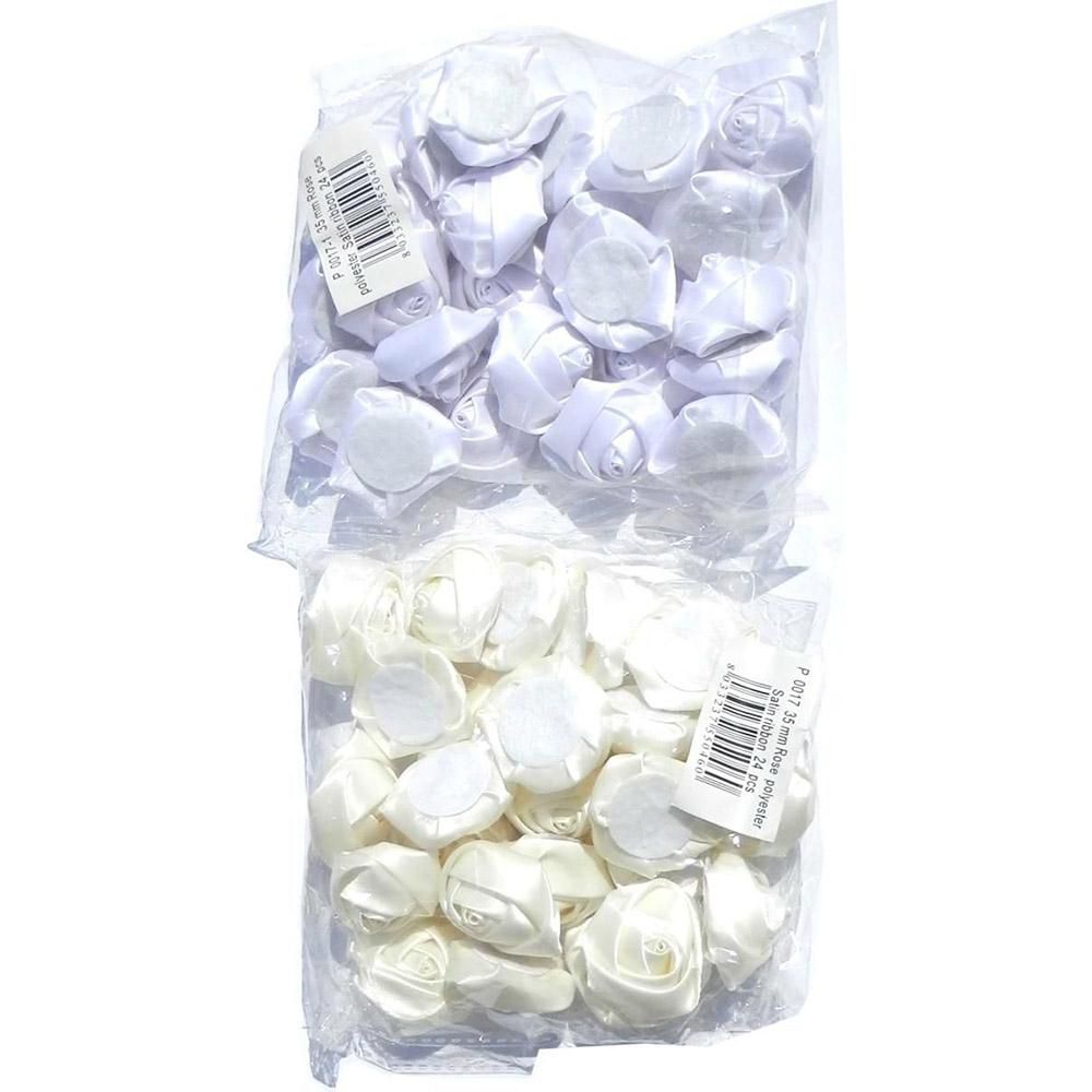 SET 24 ROSELLINE RASO GRANDI ASS.BIANCO/AVORIO