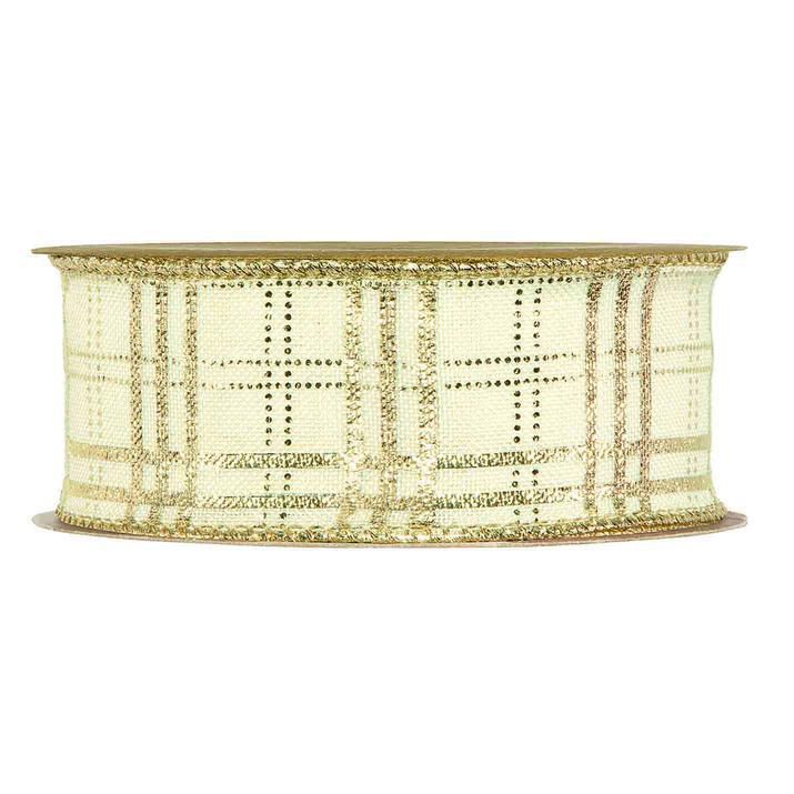 NASTRO CANVAS 40MM 10MT-CHESS- AVORIO/ORO