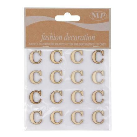 SET 16 LETTERE LEGNO 10X10 CM STICKERS NATURALE