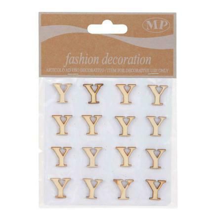 SET 16 LETTERE LEGNO 10X10 CM STICKERS NATURALE