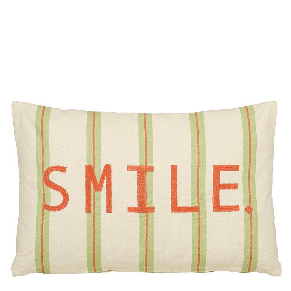 CUSCINO 55X35 CM H.10 CM -SMILE- BIANCO/VERDE/ARANCIONE