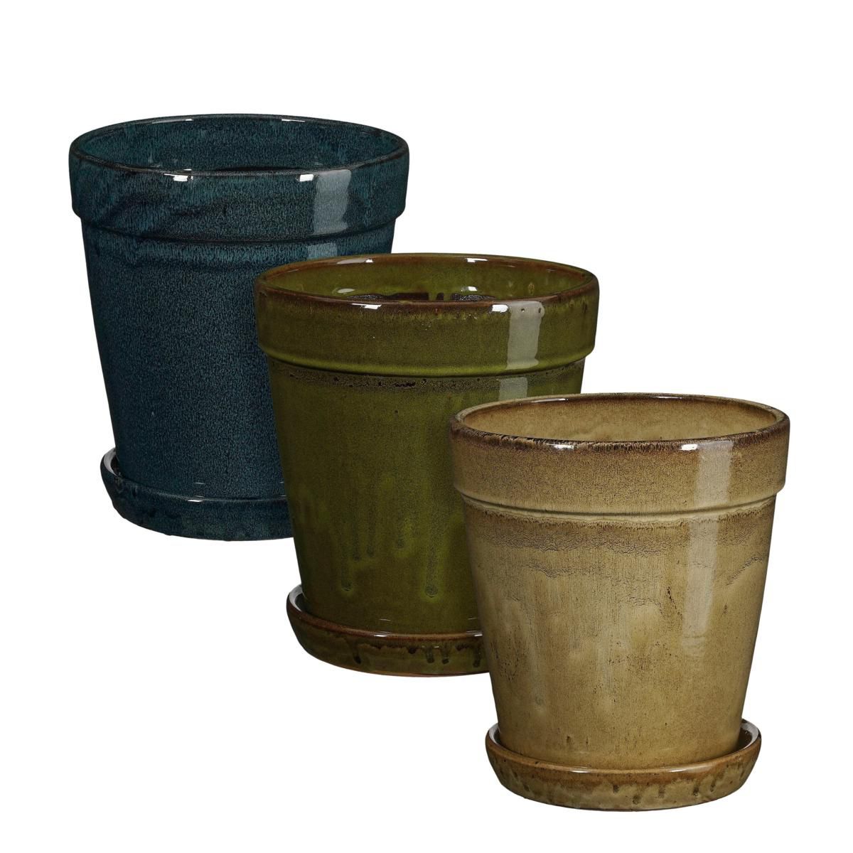 SET 3 VASI D.22 H.24 CM-MADRID- CREMA/VERDE/BLU