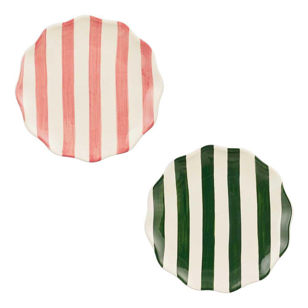 SET 2 PIATTI CERAMICA D.21 CM H.2 CM -BLISS- VERDE/ROSA