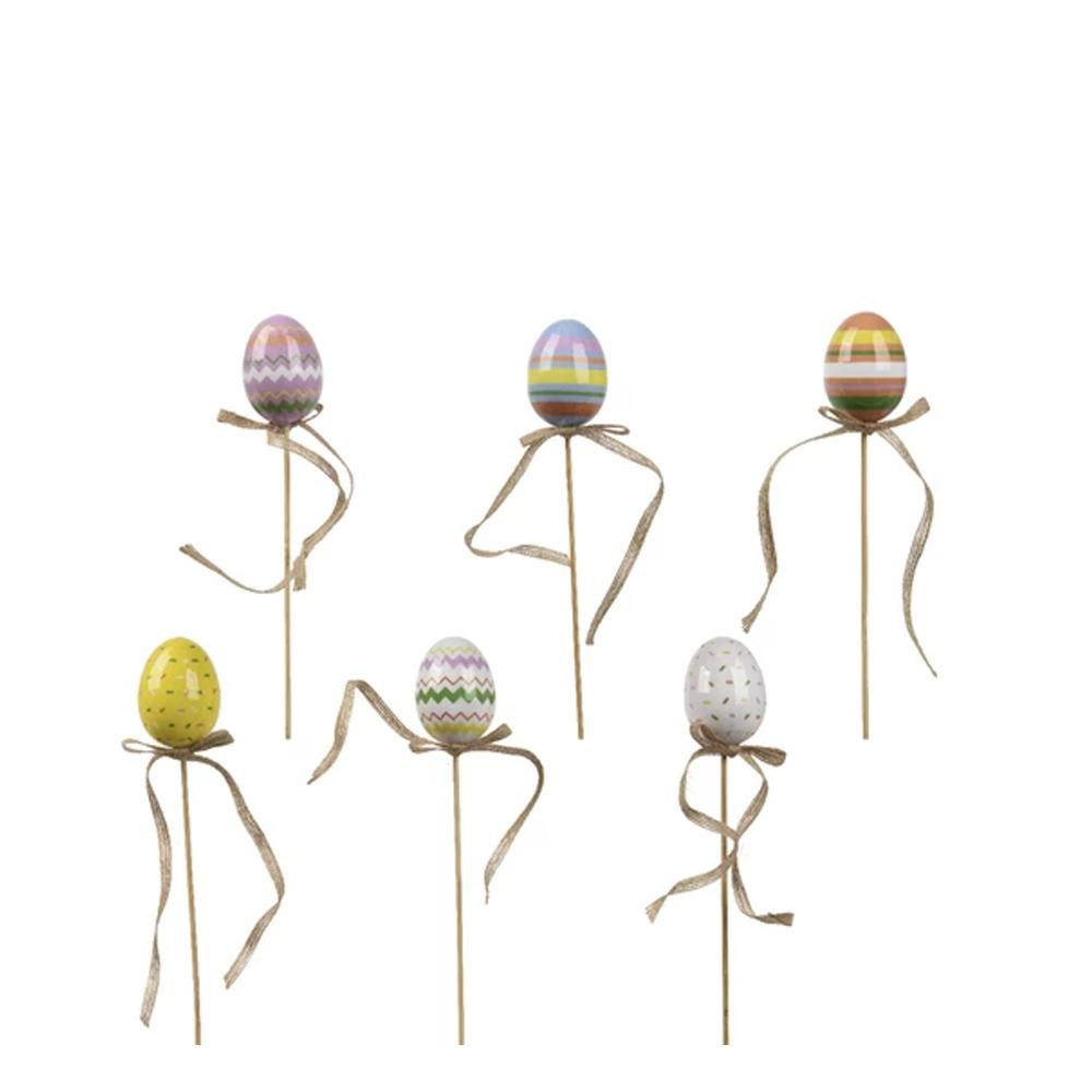 SET 6 UOVA PICK FOAM D.4 CM H.6 CM ROSA/GIALLO/BIANCO/AZZURRO