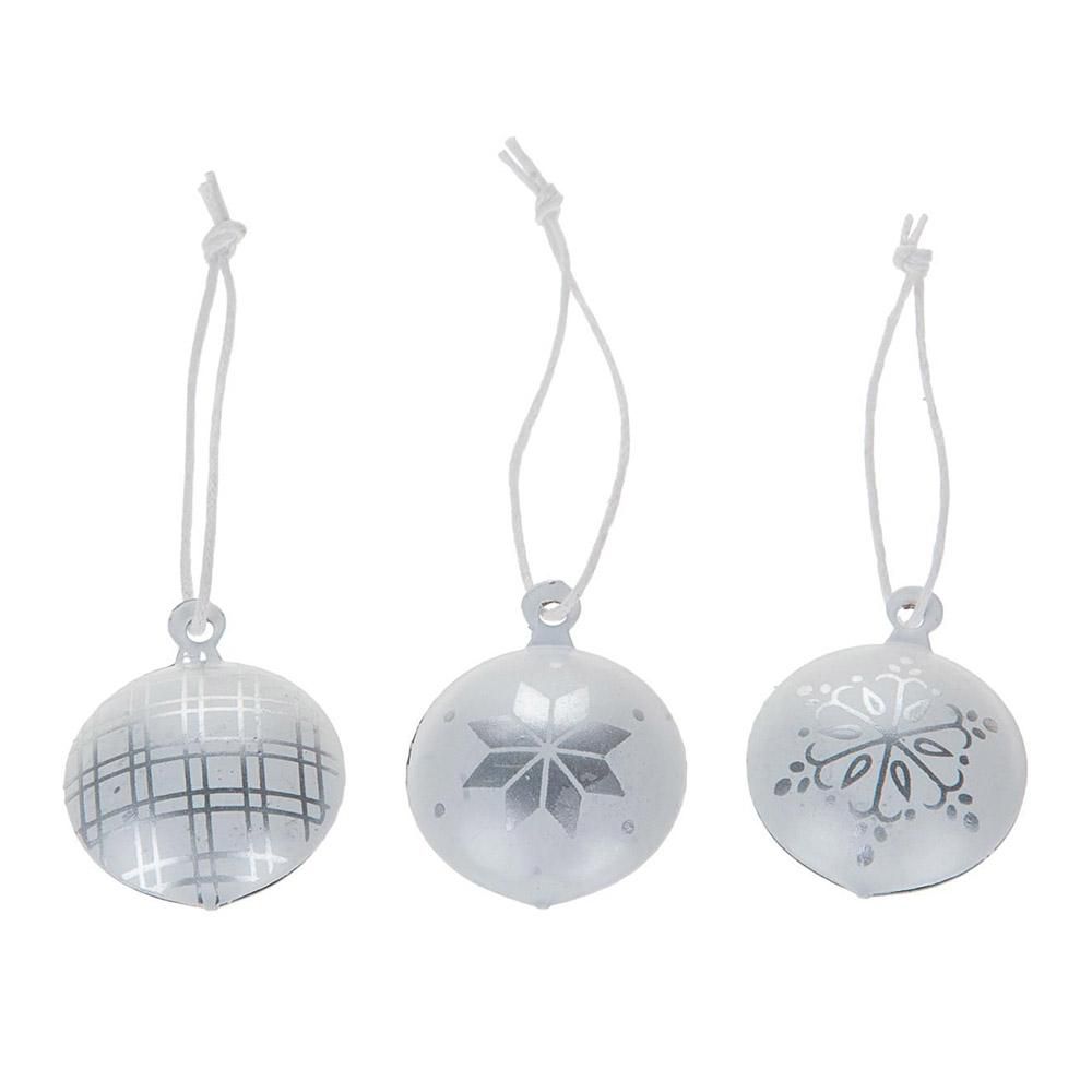 SET 12 SFERE METALLO 30X15 MM ASS. ARGENTO/BIANCO