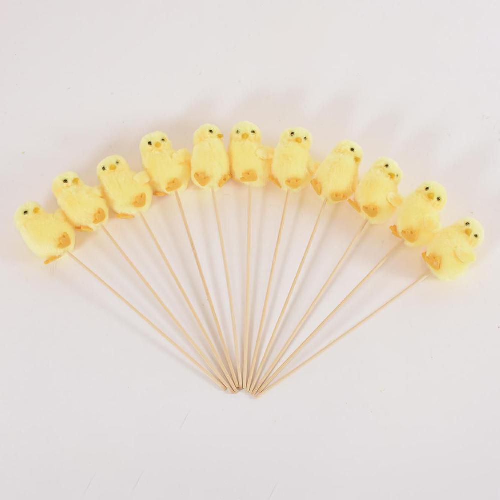 SET 12 PICK PULCINI 8 CM GIALLO
