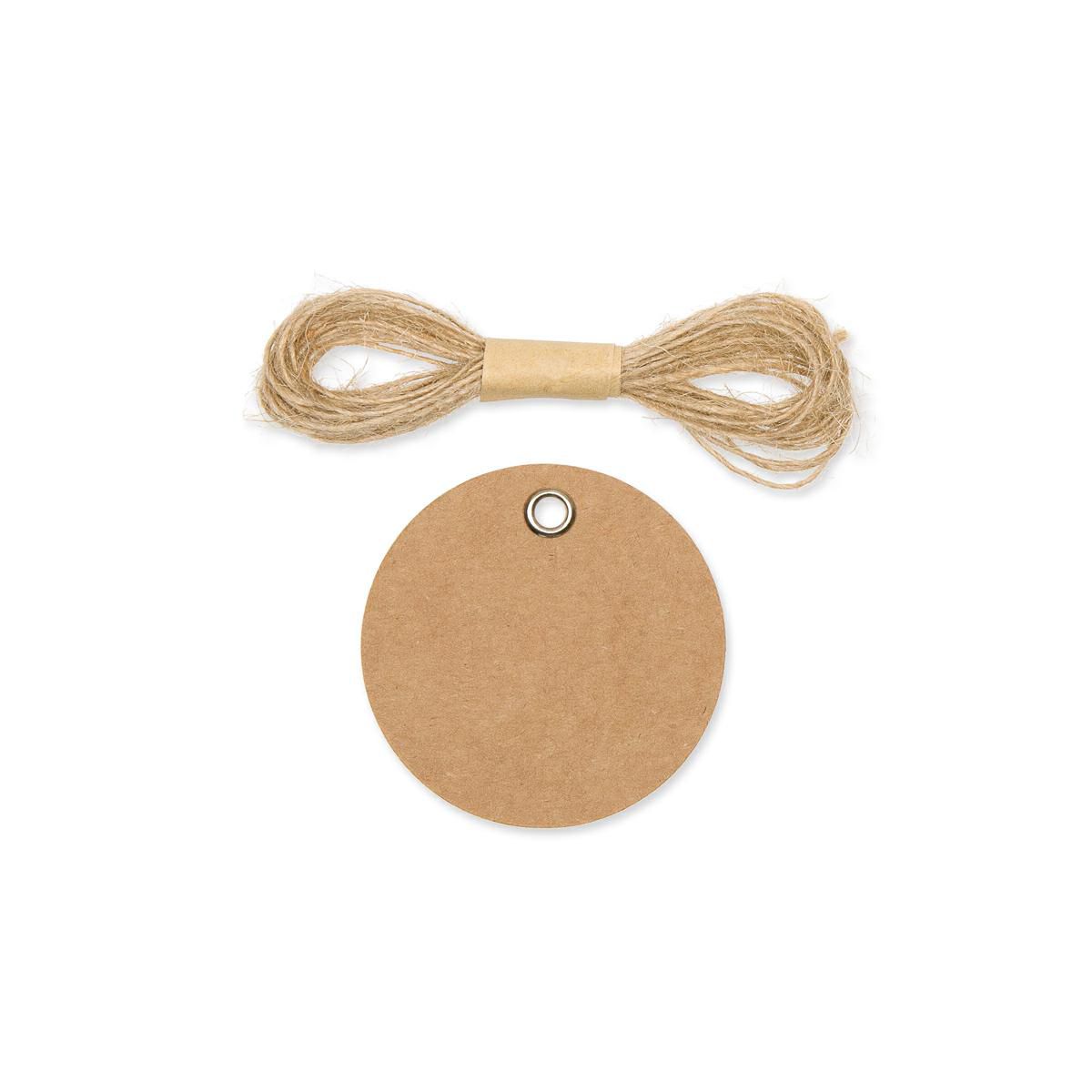 SET 80 TARGHETTE TONDE CARTA D/APPENDERE D.5 CM NATURALE
