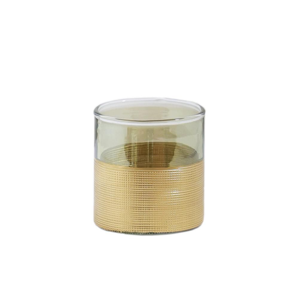 PORTATEALIGHT VETRO D.7CM H.8 CM (S) MARRONE/ORO