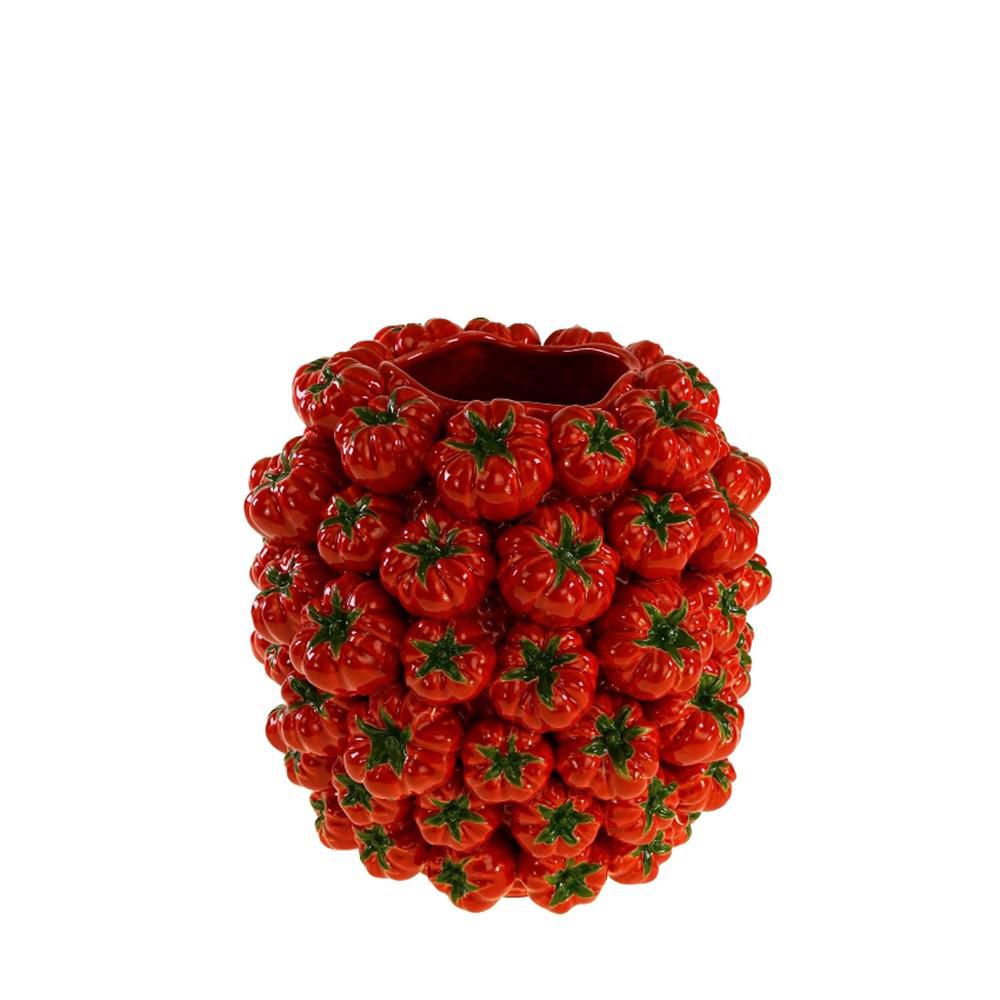 VASO POMODORO CERAMICA FATTA A MANO 33,5X32X33 CM ROSSO