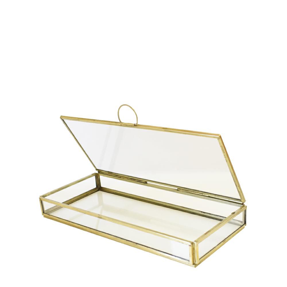 CONTENITORE VETRO/METALLO 10X23,5 CM H.3,5 CM ORO