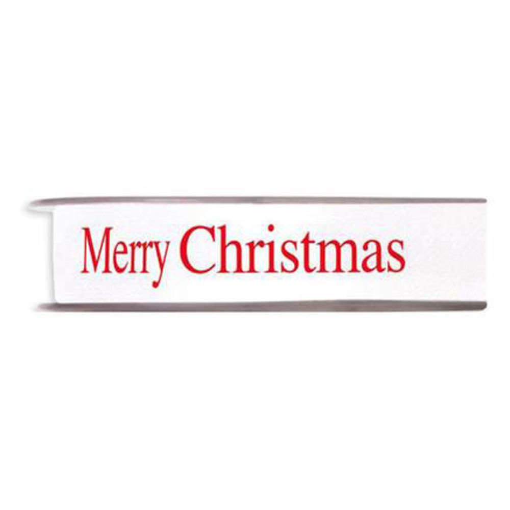 NASTRO ACETATO -MERRY CHRISTMAS- 25MM 45MT BIANCO/ROSSO