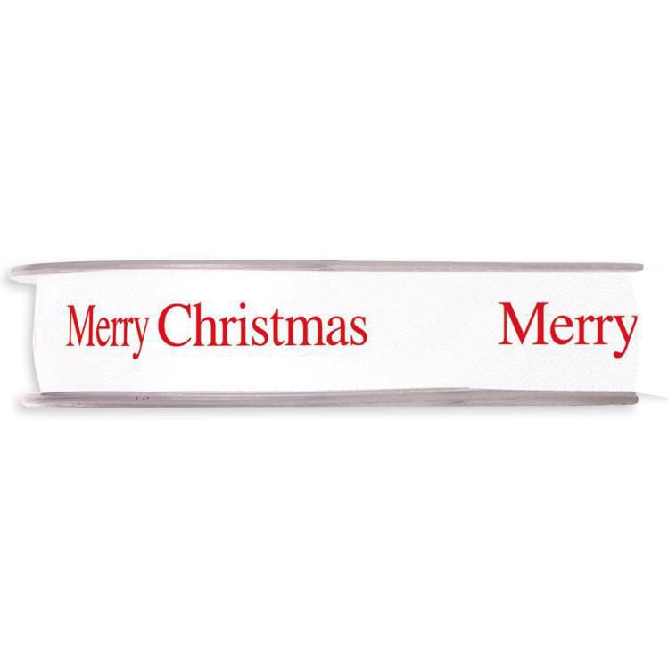 NASTRO ACETATO -MERRY CHRISTMAS- 15MM 45MT BIANCO/ROSSO