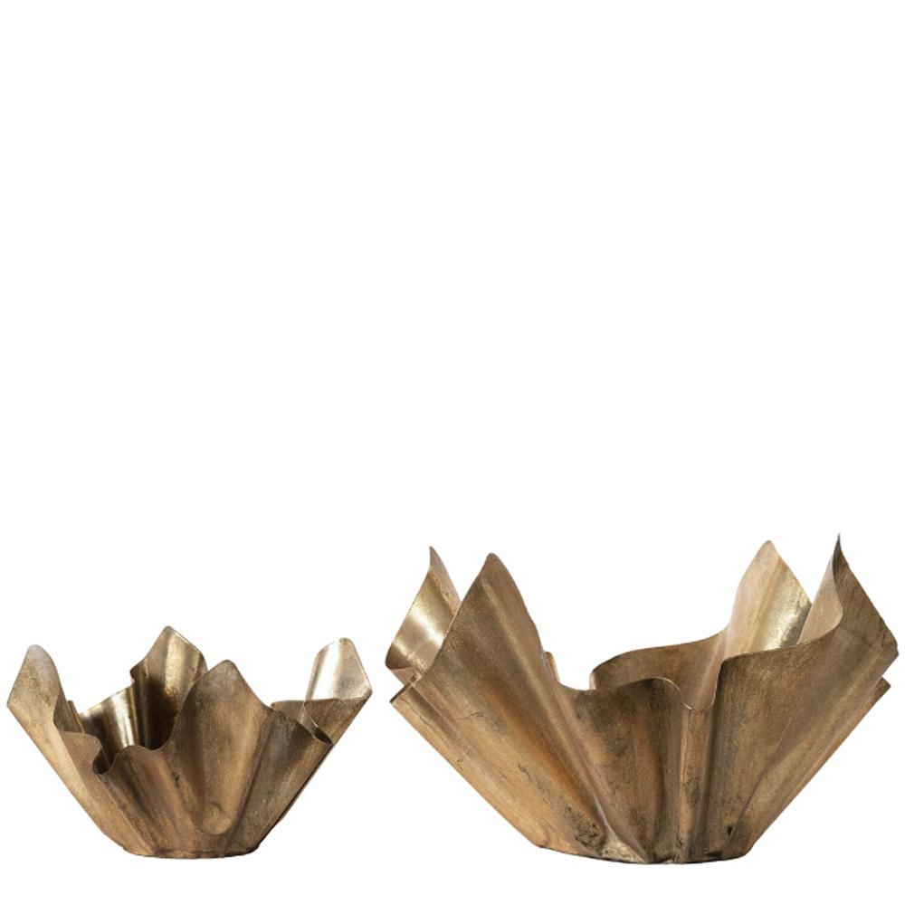 SET 2 VASI METALLO 28-26X25-23 CM H.29-18 CM ORO