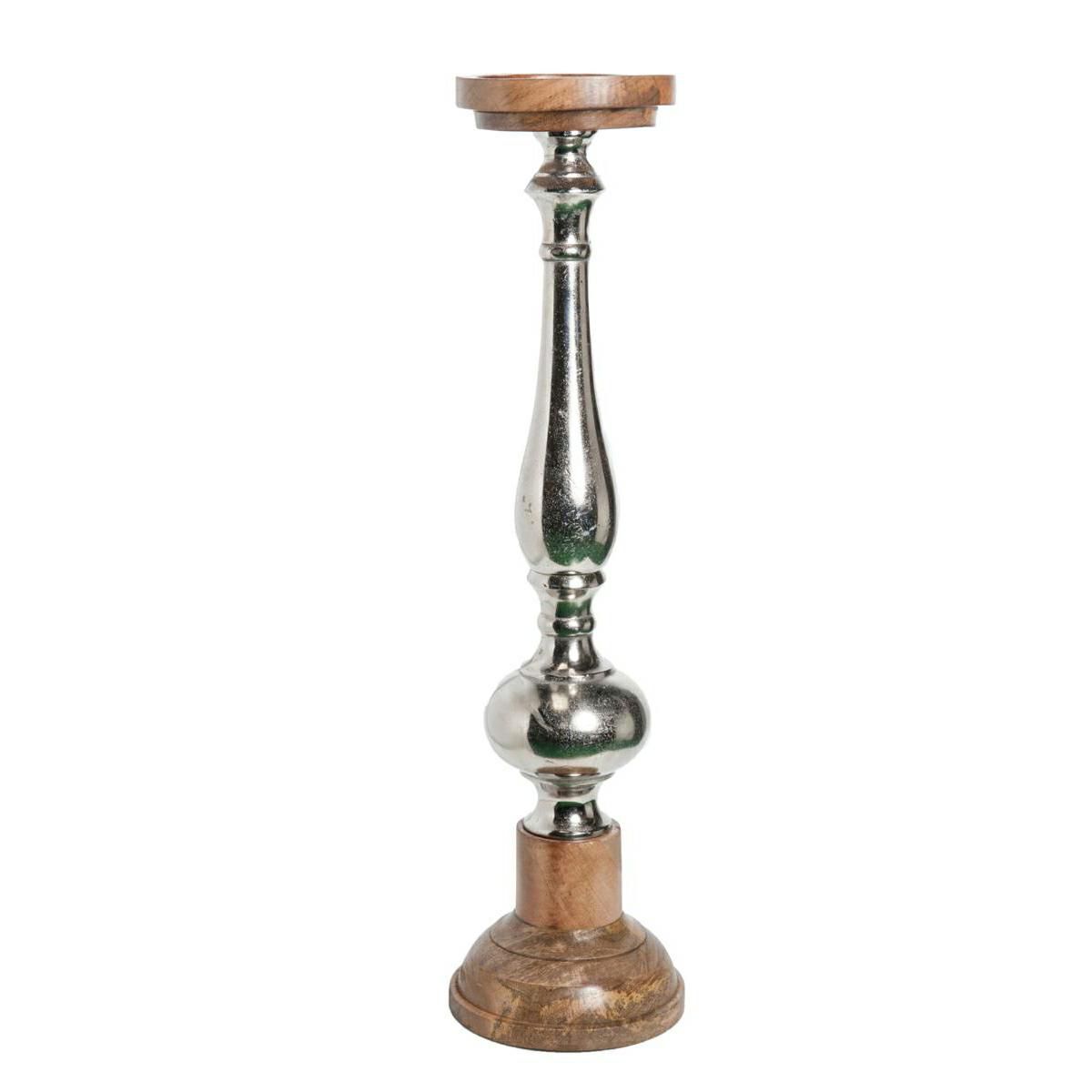 CANDELABRO ALLUMINIO/LEGNO D20 H65
