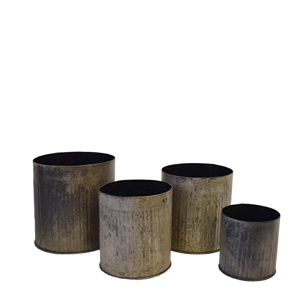 SET 4 VASI METALLO D.10,5-14-15-17,5 H.11-14-16-18 CM METAL VINT