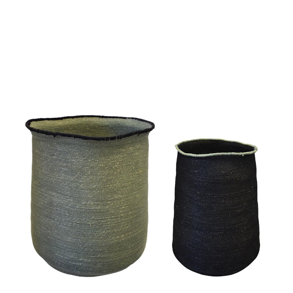 SET 2 CESTI SEAGRASS D.28-36 H.40-45 CM -SEA- GRIGIO/NERO