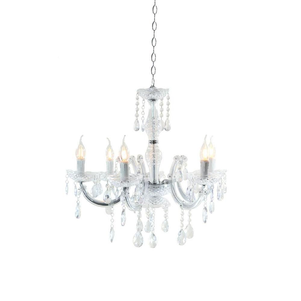 LAMPADARIO A 6 FUOCHI D.65 H.44 CM S METALLO/ACRILICO ARGENTO A.