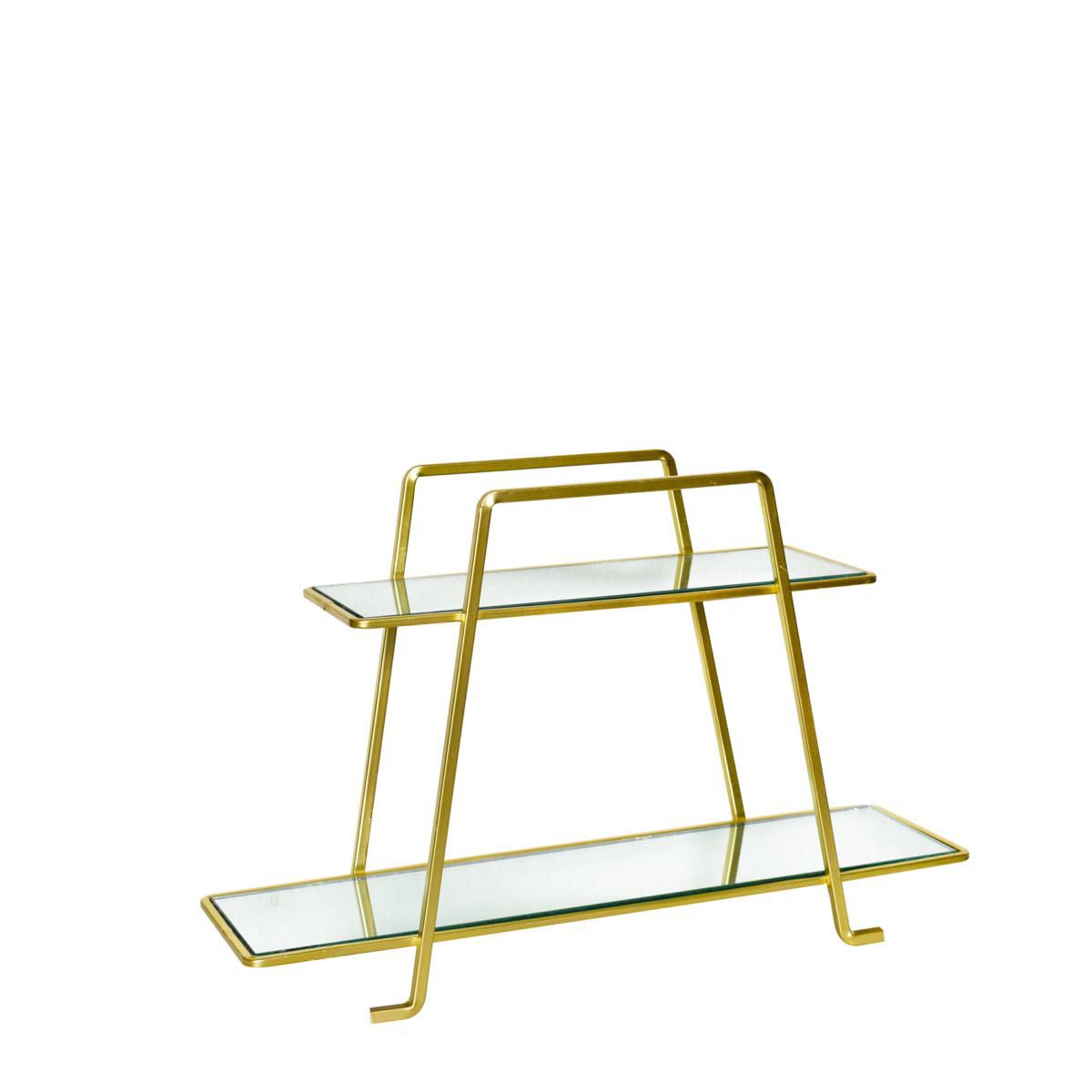 ALZATA METALLO C/SPECCHIO 2 RIPIANI 36X11 H.22,70 CM LUXURY ORO