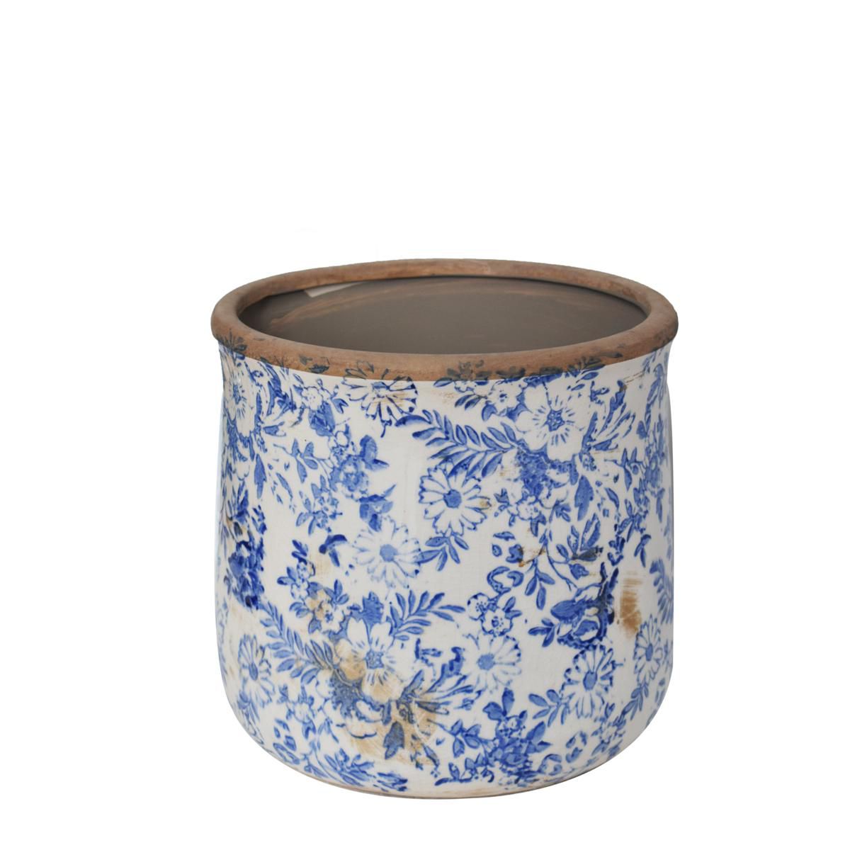 VASO CERAMICA D.17 H.16CM (L) -FLOREALE- BIANCO/BLU