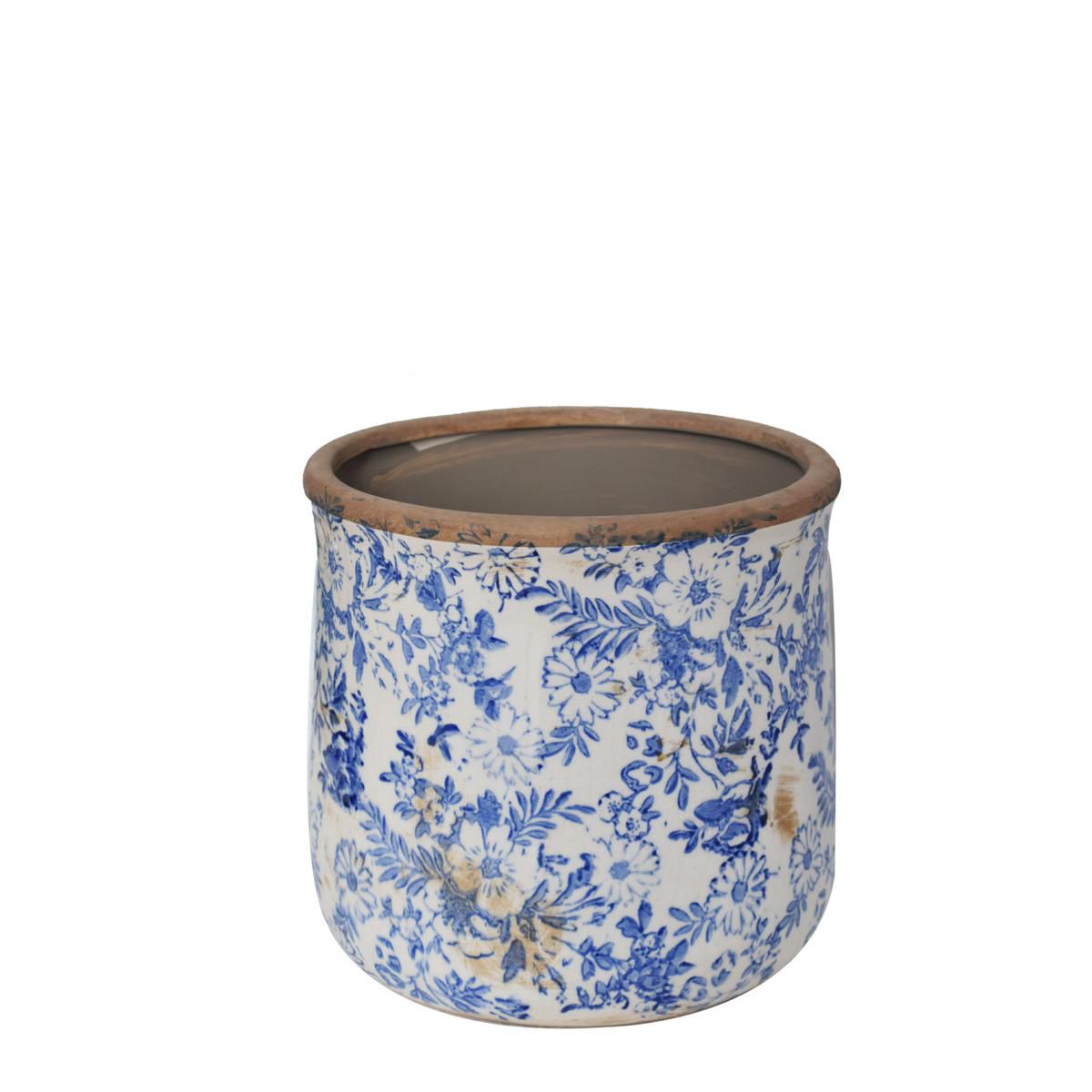 VASO CERAMICA D.14 H.14CM (M) -FLOREALE- BIANCO/BLU