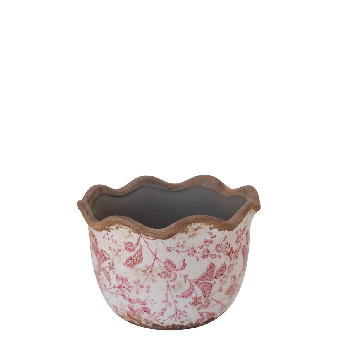 CIOTOLA CERAMICA SMERLATA D.17 H.11 CM M -FLOREALE- BIANCO/ROSSO