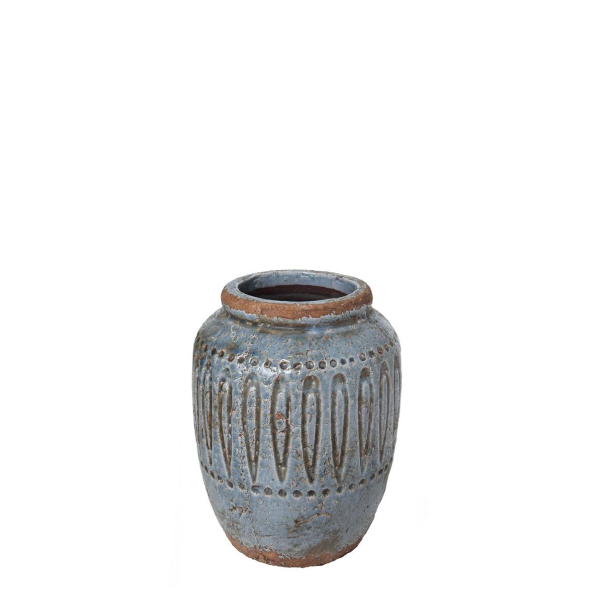 VASO TERRACOTTA D.22,5 H.27,5 CM L -SANTORINI- AZZURRO POLVERE