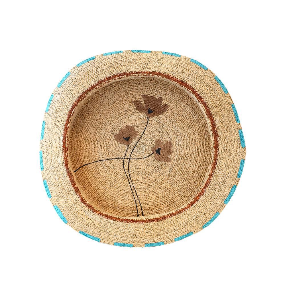 DECORAZIONE PARETE C/FIORI SEAGRASS D.52 -SEA- NATURALE/AZZURRO