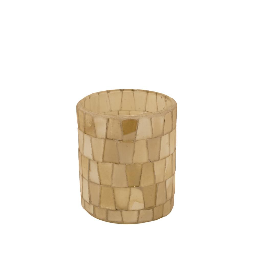 PORTATEALIGHT VETRO MOSAICO D.7 CM H.10 CM (XS) BEIGE/AVORIO