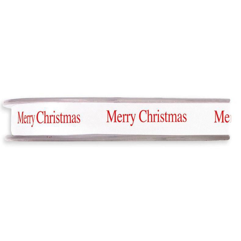 NASTRO ACETATO -MERRY CHRISTMAS- 10MM 45MT BIANCO/ROSSO