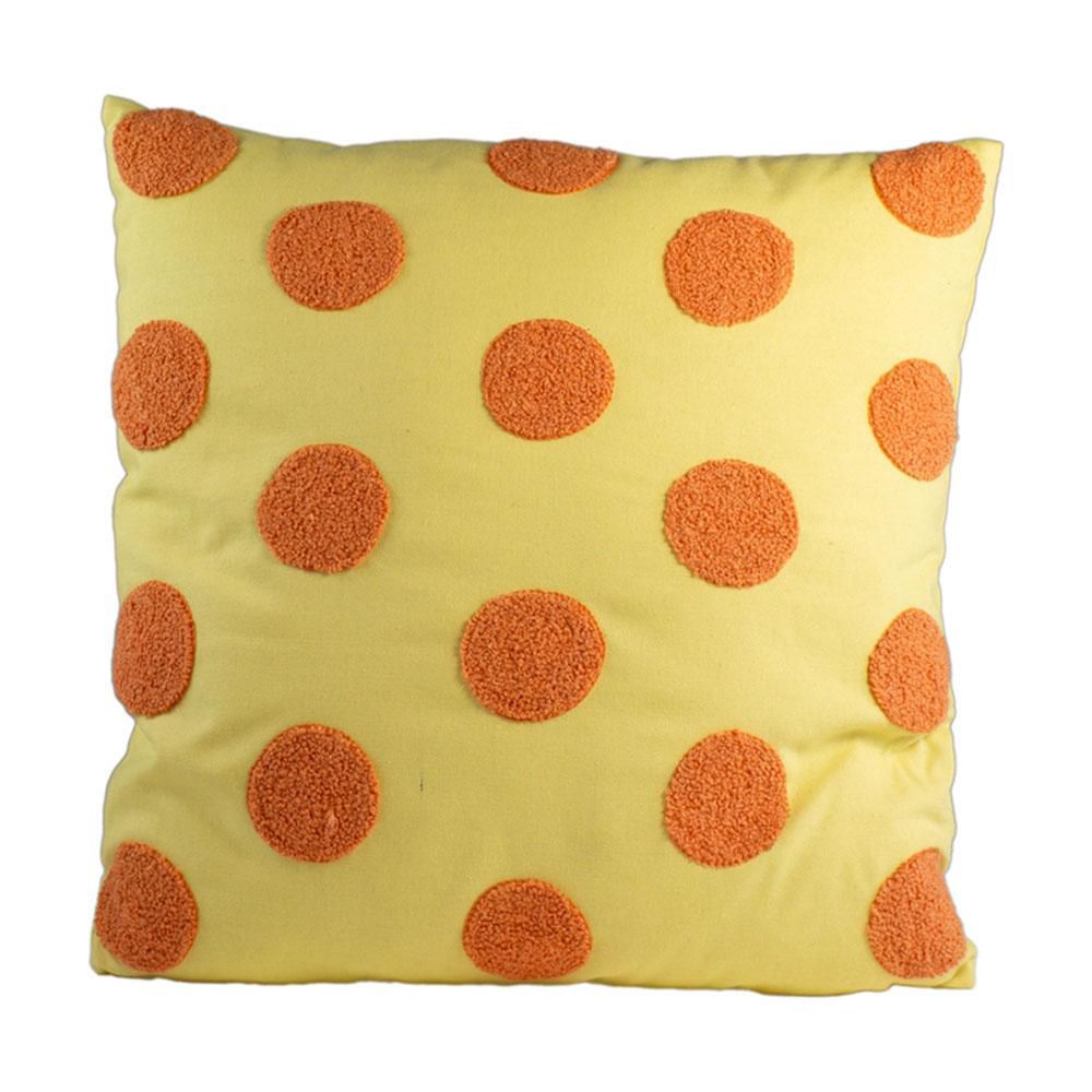 CUSCINO C/POIS COTONE/POLY 45X45 CM GIALLO/ARANCIONE