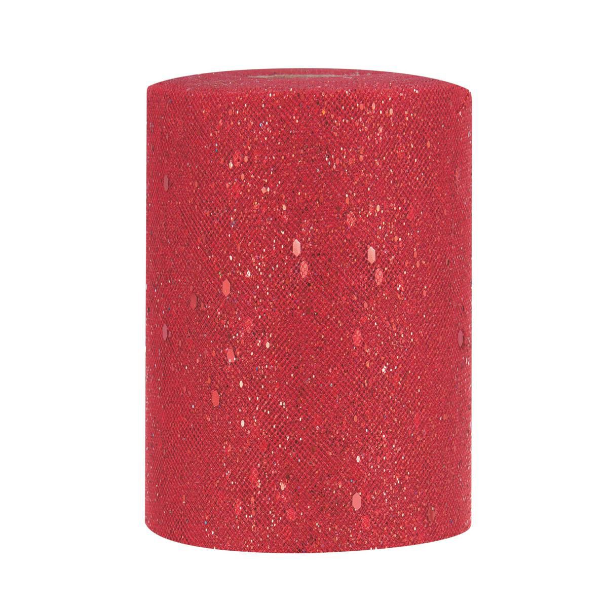 TULLE BRILLANTE H.14 CM50 MT C/GLITTER ROSSO PV