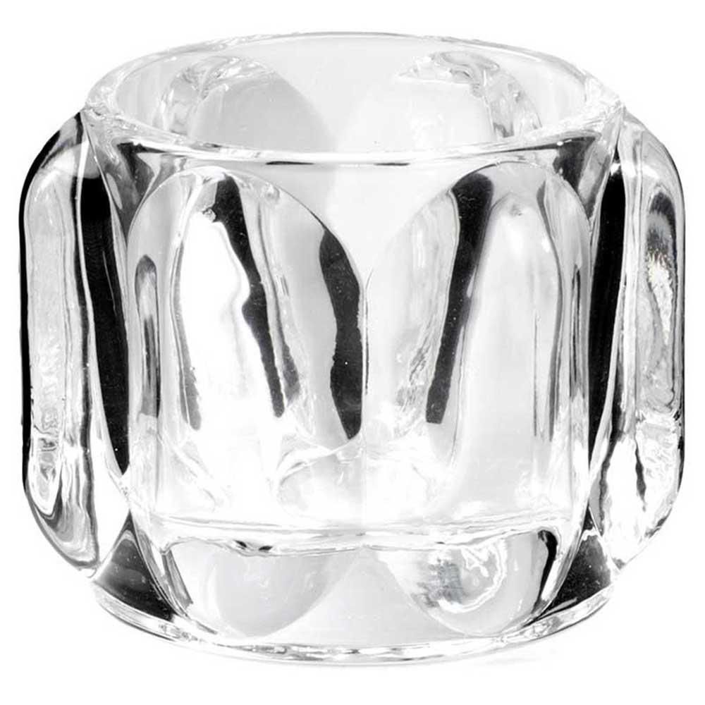 PORTATEALIGHT VETRO RIGATO D.8,4 CM H.6,5 CM TRASPARENTE