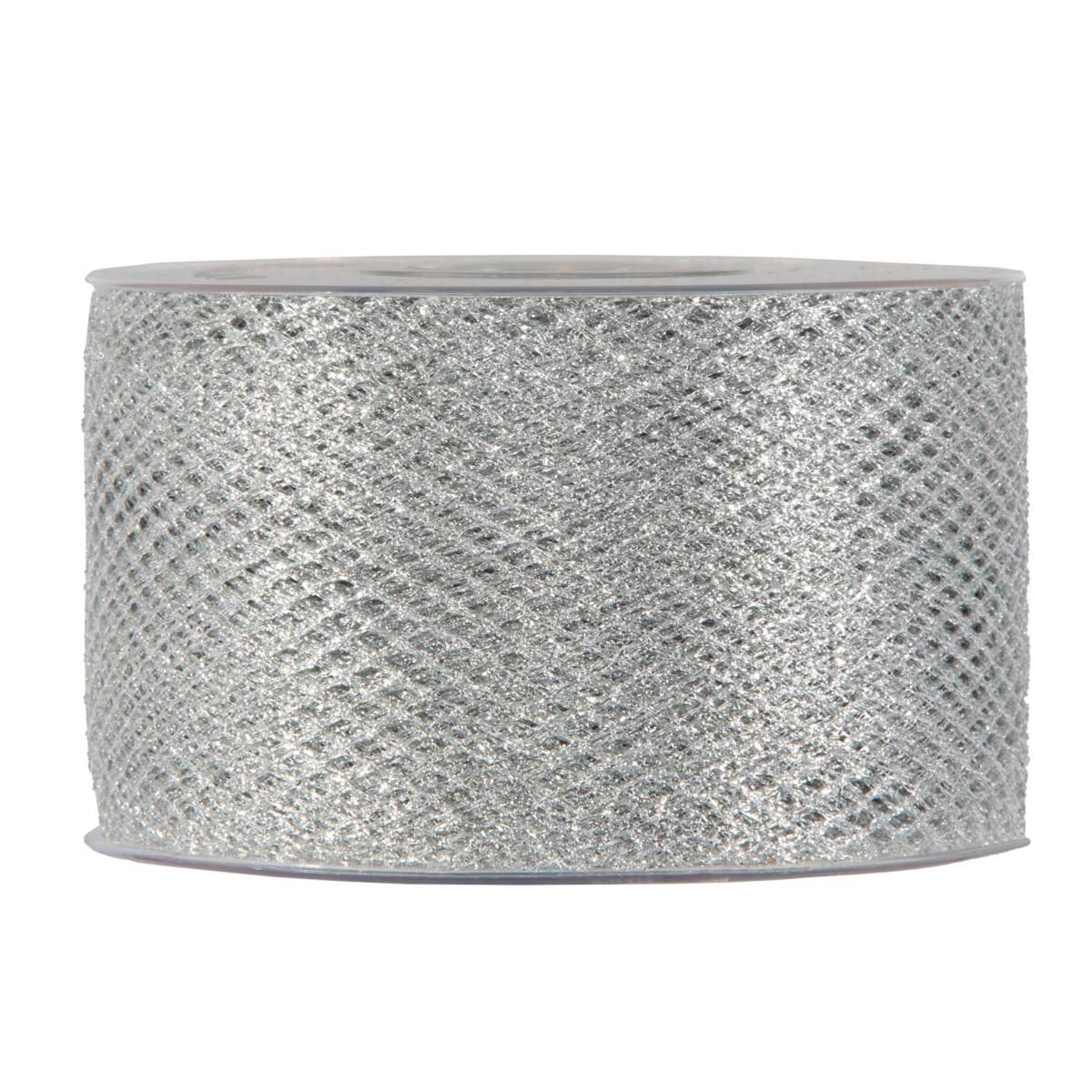 NASTRO RETE LUREX -XMASNET- 40MM 30MT ARGENTO