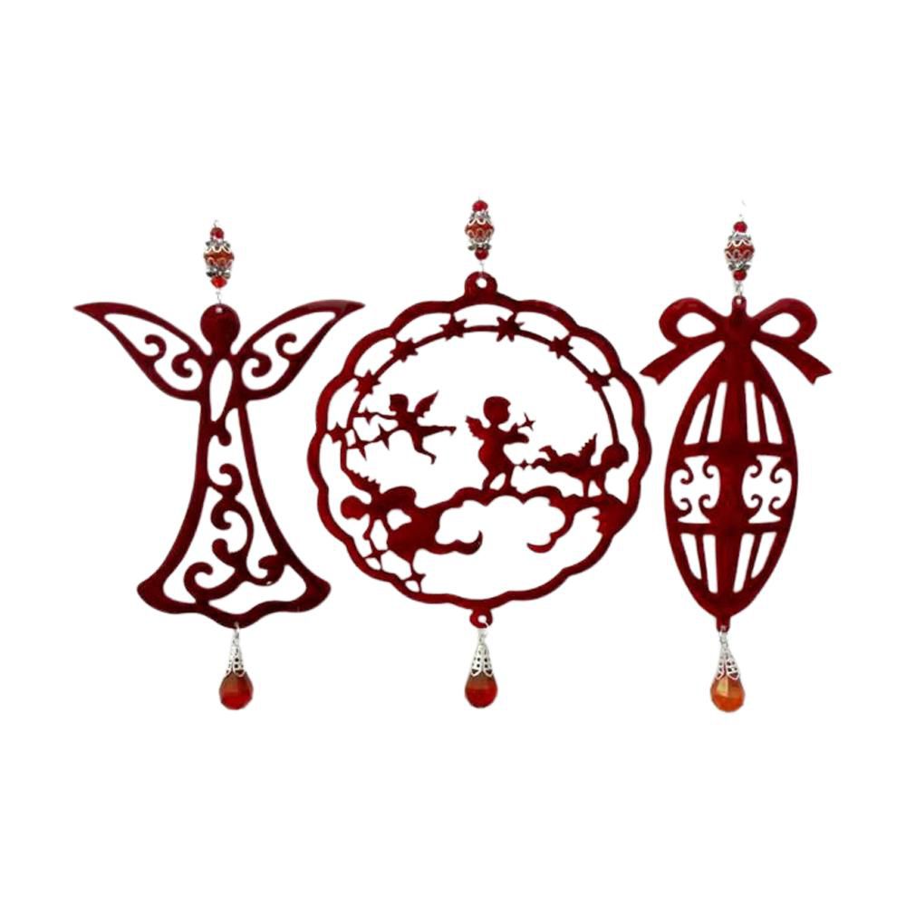 SET 3 SOGGETTI NATALE 14,7X14,3 CM D/APP. ROSSO