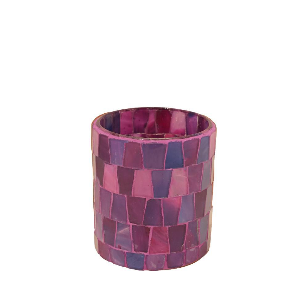 PORTATEALIGHT VETRO MOSAICO D.8 CM H.9 CM (XS) FUCSIA/VIOLA