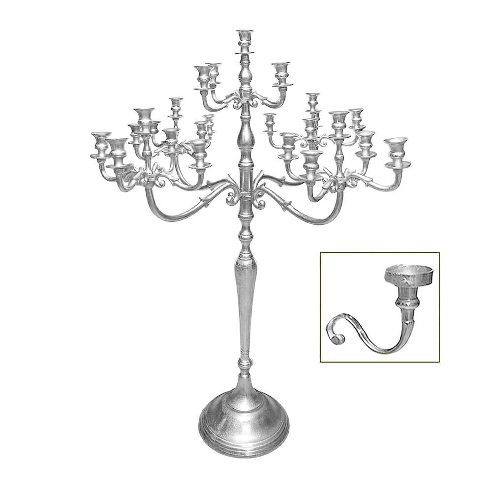 CANDELABRO ALLUMINIO 25FUOCHI H.130 CM -MIRA- ARGENTO SATINATO