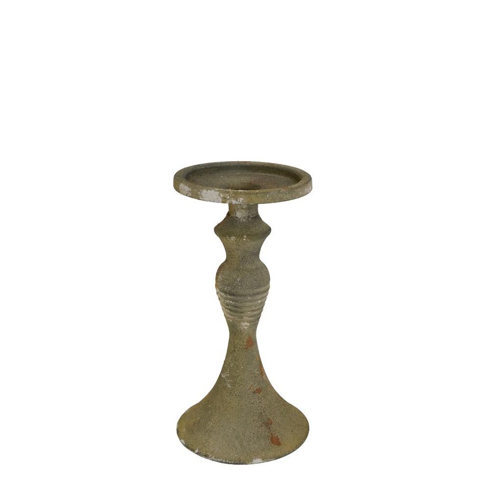 CANDELIERE METALLO D.11CM H.21 CM (S) – POEMA- PATINA VERDE