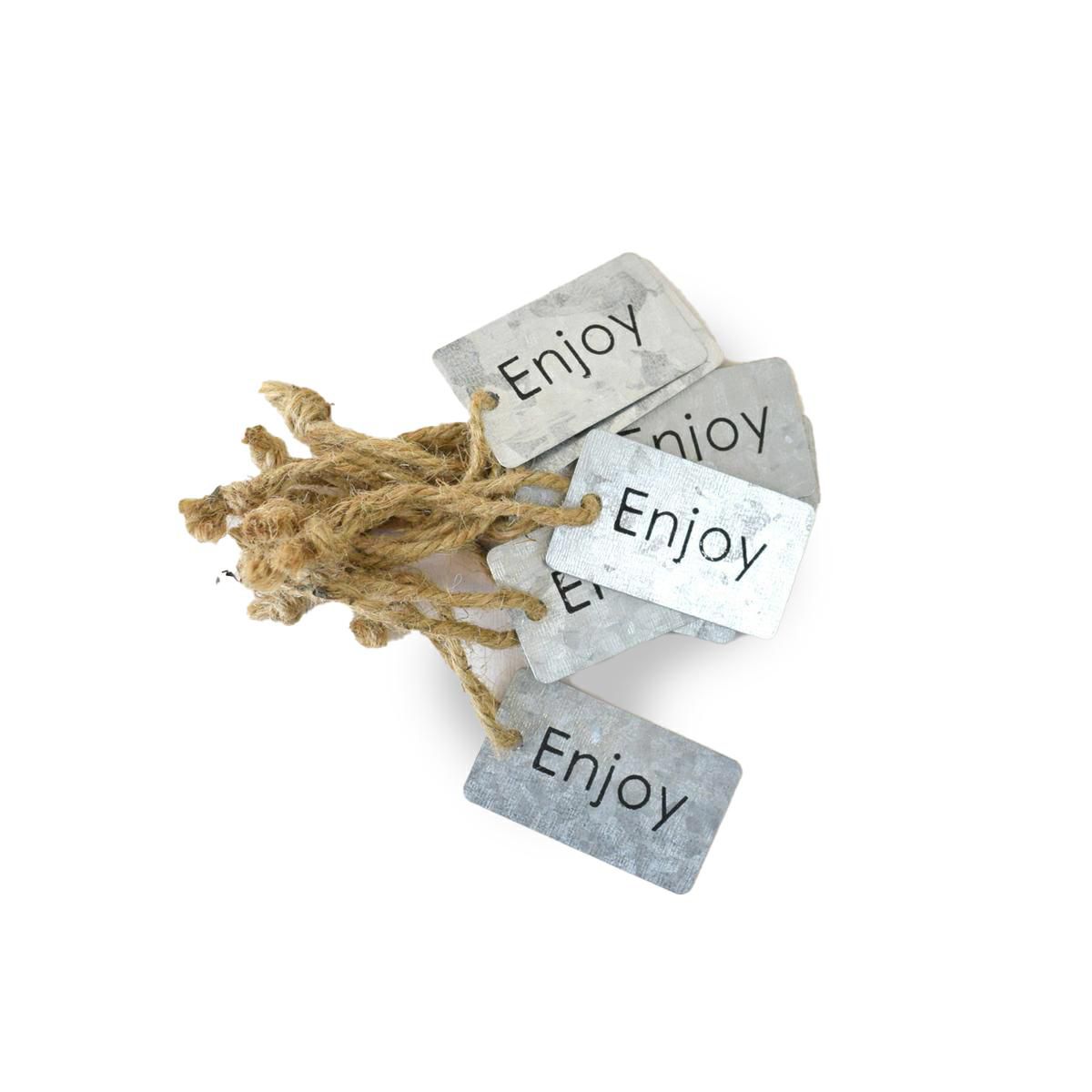 SET 10 TARGHETTE ZINCO-ENJOY- CM.6X3,5 NATURALE