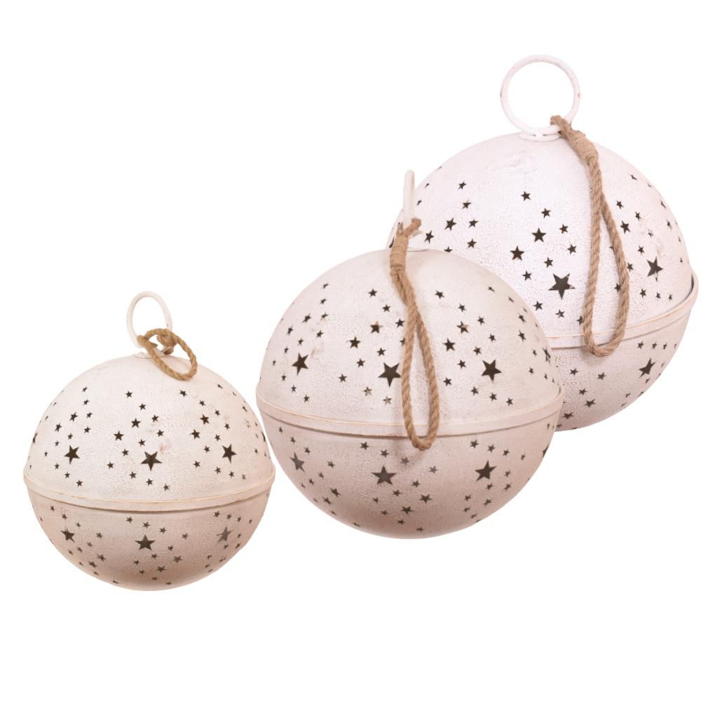 SET 3 SFERE LATTA D.61,5-65,50-69 CM BIANCO