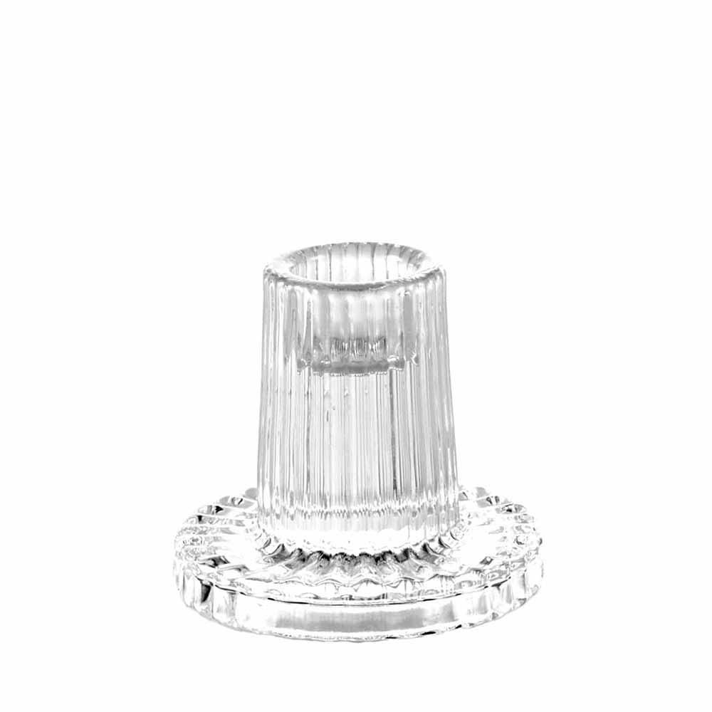 PORTACANDELA VETRO RIGATO D.6,5 H.6 CM TRASPARENTE