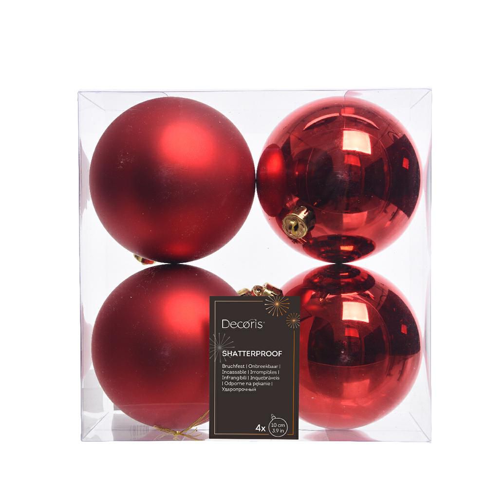SET 4 SFERE POLY MM.100ASS. LUCIDO/SATINATO ROSSO