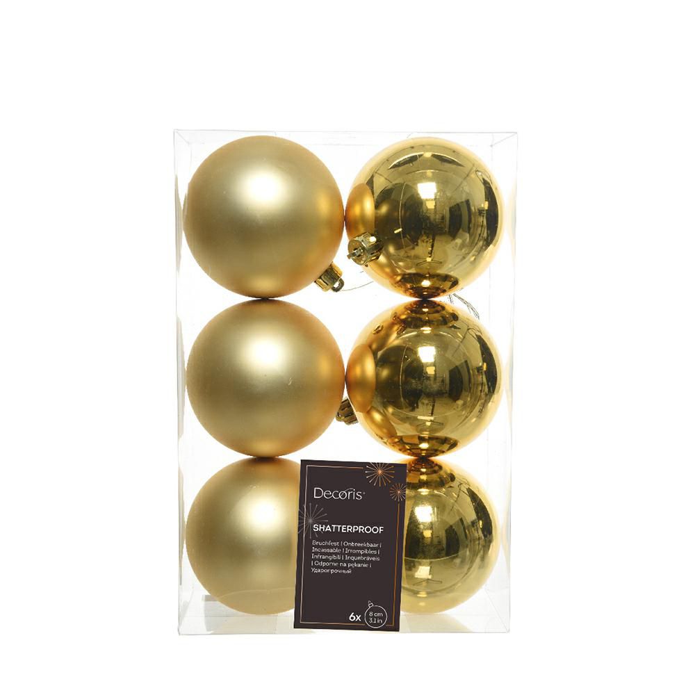 SET 6 SFERE POLY MM.80 ASS. LUCIDO/SATINATO ORO CHIARO