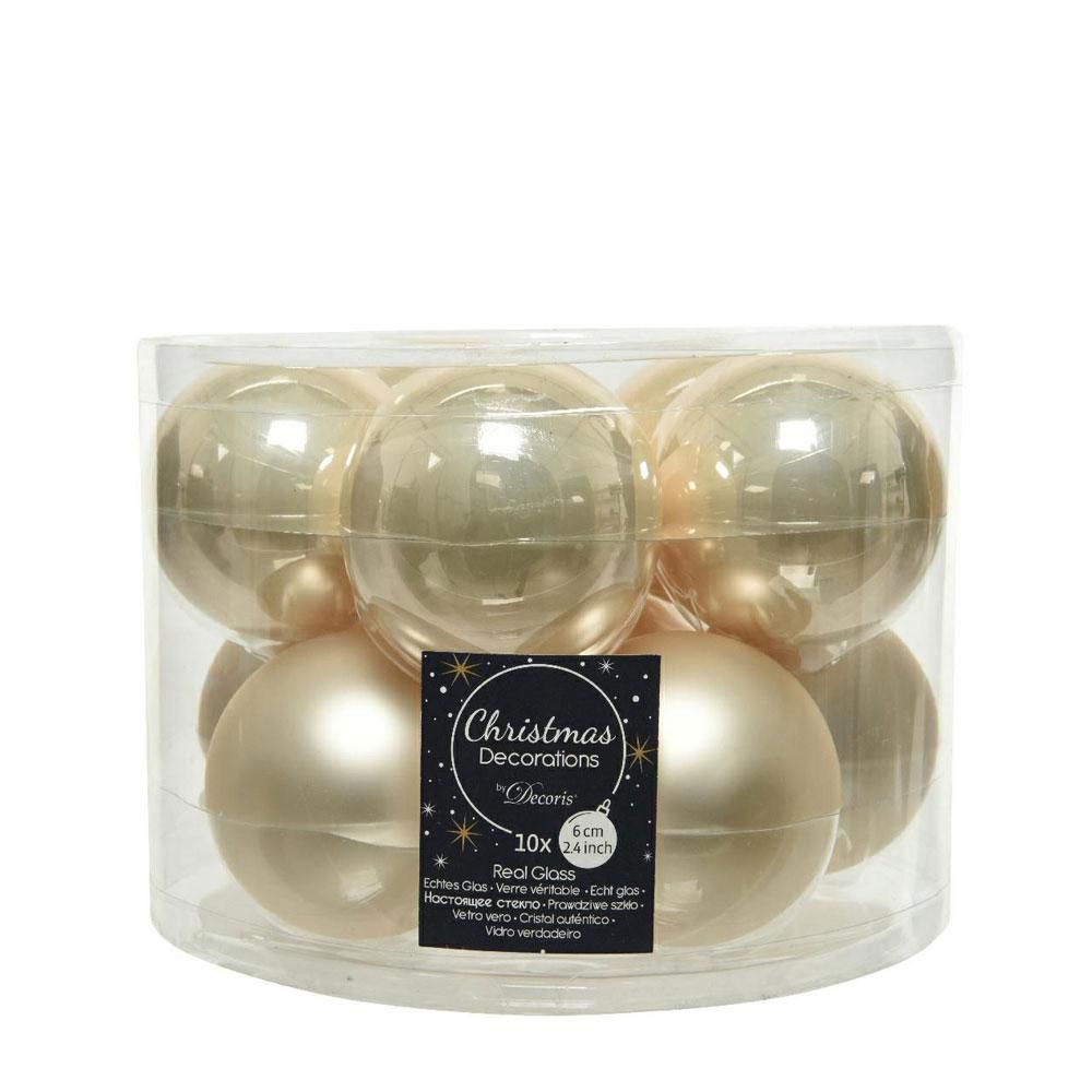 SET 10 SFERE VETRO MM.60 LUCIDO/SATINATO PERLA