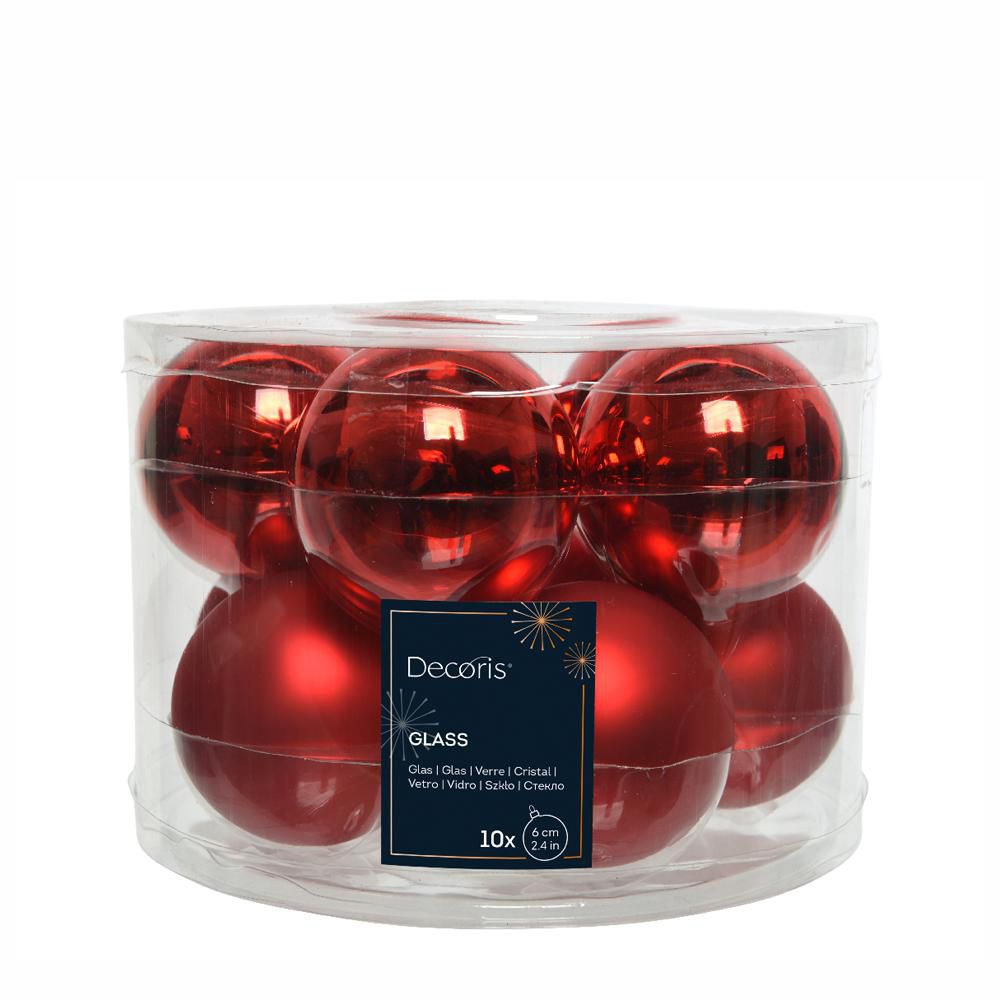 SET 10 SFERE VETRO MM.60 LUCIDO/SATINATO ROSSO