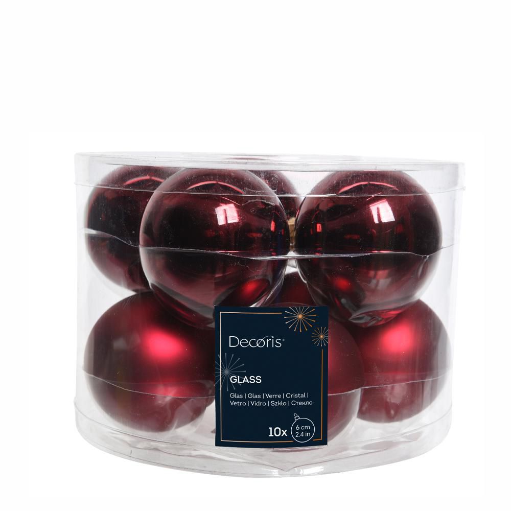 SET 10 SFERE VETRO MM.60 LUCIDO/SATINATO ROSSO ROSATO