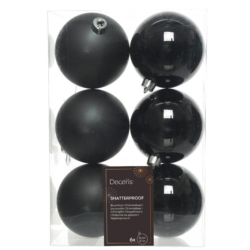 SET 6 SFERE POLY MM.80 ASS. LUCIDO/SATINATO NERO